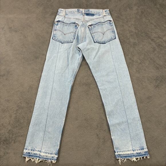 EB Denim Jeans Blue Unraveled Straight Leg Light Wash Destressed Women's Size 31 - Picture 10 of 14